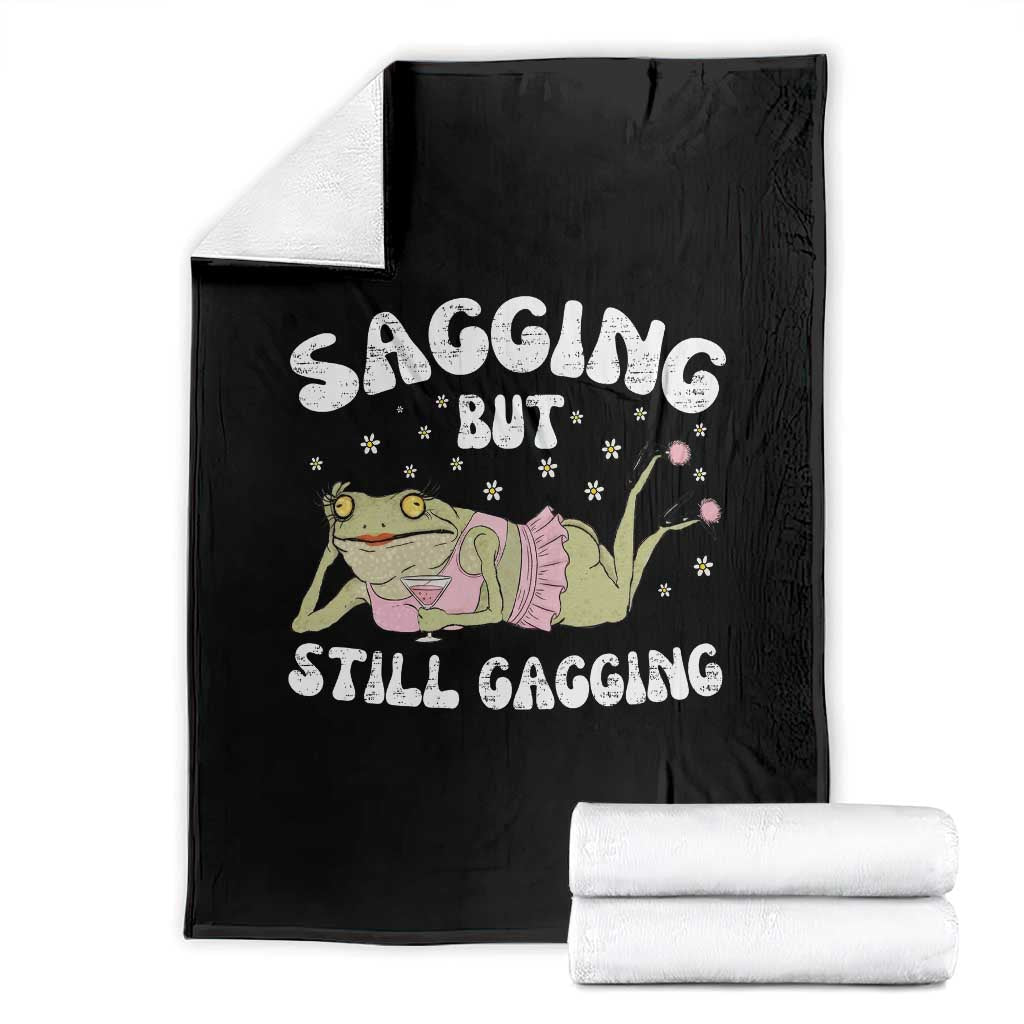 Funny Sagging But Still Gagging Throw Blanket Sarcastic Frog Humor TS12 Black Print Your Wear