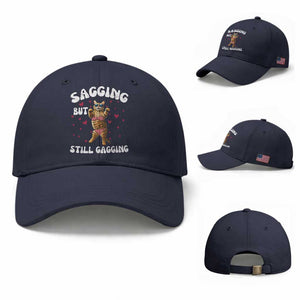 Funny Cat Sexy Baseball Cap Sagging But Still Gagging Gift TS12 Baseball Cap Universal Fit Navy Print Your Wear