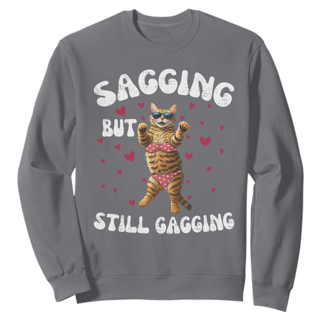 Funny Cat Sexy Sweatshirt Sagging But Still Gagging Gift TS12 Charcoal Print Your Wear