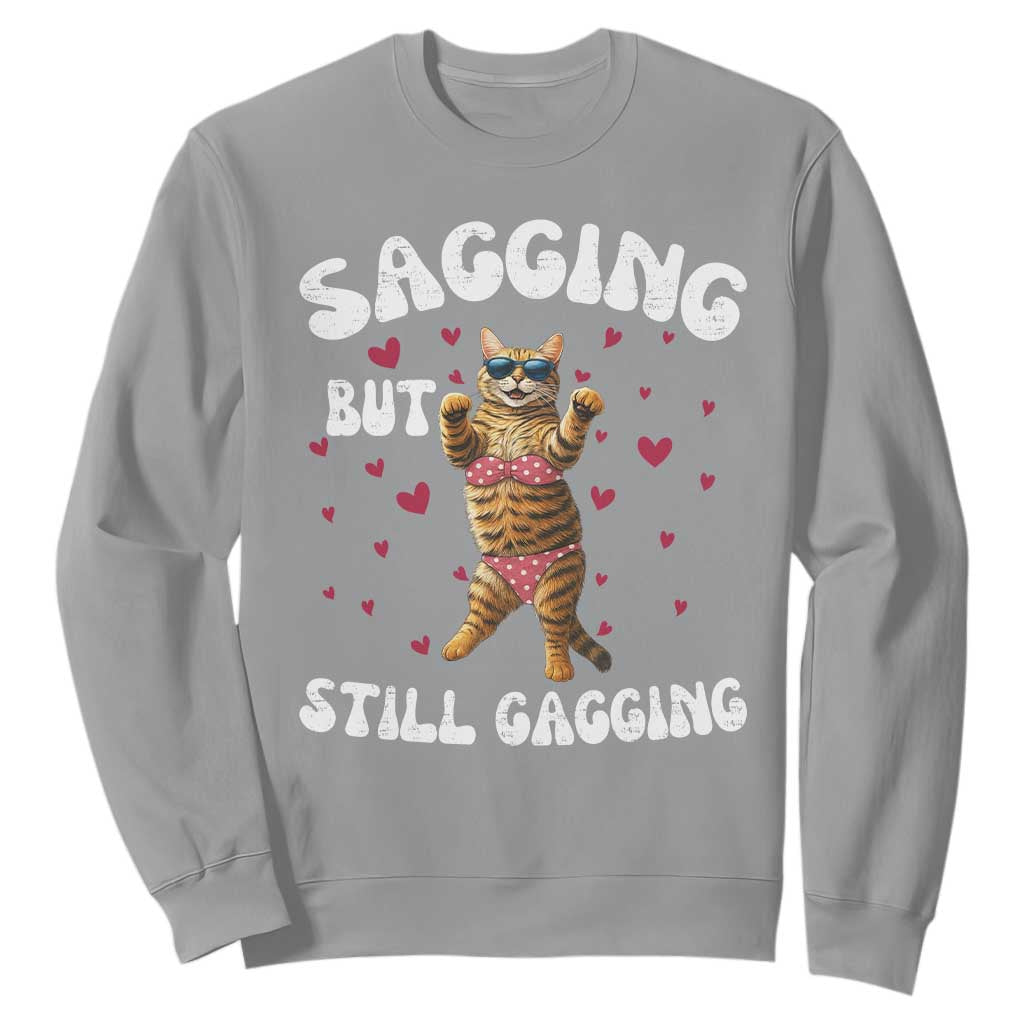 Funny Cat Sexy Sweatshirt Sagging But Still Gagging Gift TS12 Sport Gray Print Your Wear