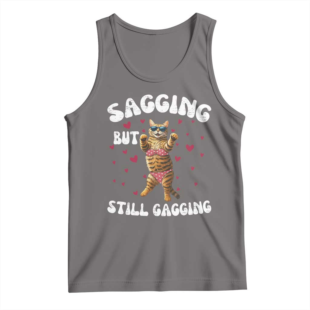 Funny Cat Sexy Tank Top Sagging But Still Gagging Gift TS12 Deep Heather Print Your Wear