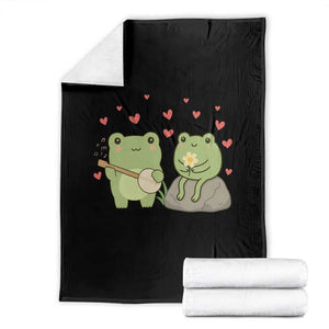 Cute Frog Lover Gift Throw Blanket Romantic Frog Music TS12 Black Print Your Wear
