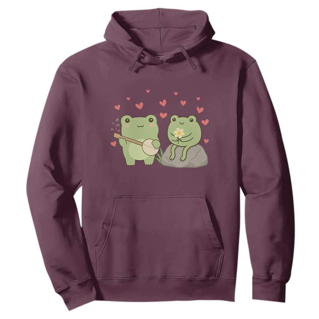 Cute Frog Lover Gift Hoodie Romantic Frog Music TS12 Maroon Print Your Wear
