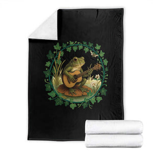 Funny Frog Playing Guitar Throw Blanket Music Lovers Gift TS12 Black Print Your Wear