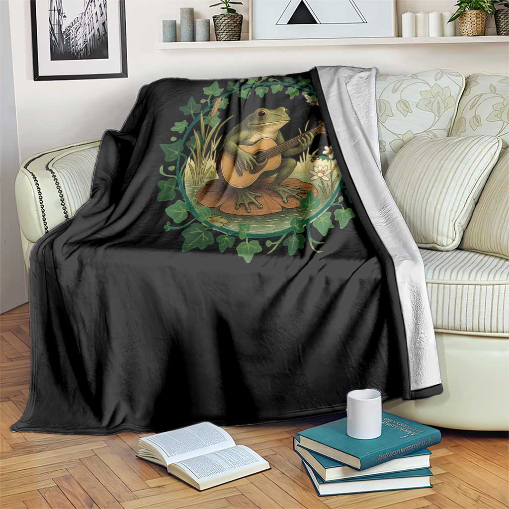 Funny Frog Playing Guitar Throw Blanket Music Lovers Gift TS12 Print Your Wear