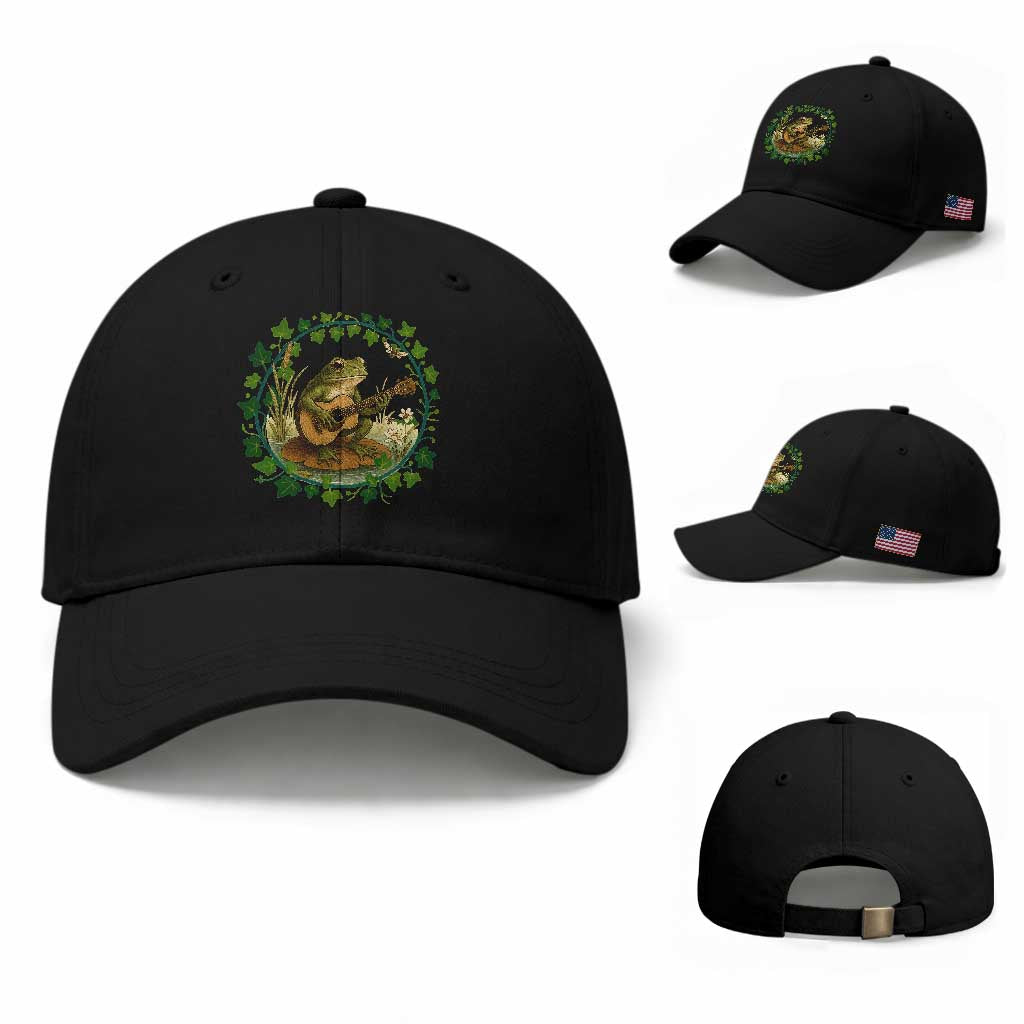 Funny Frog Playing Guitar Baseball Cap Music Lovers Gift TS12 Baseball Cap Universal Fit Black Print Your Wear