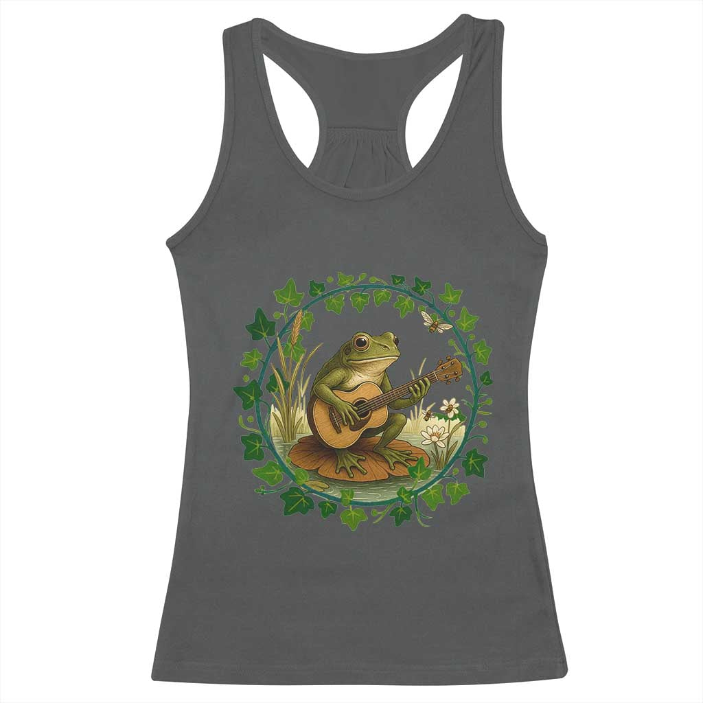 Funny Frog Playing Guitar Racerback Tank Top Music Lovers Gift TS12 Dark Heather Print Your Wear