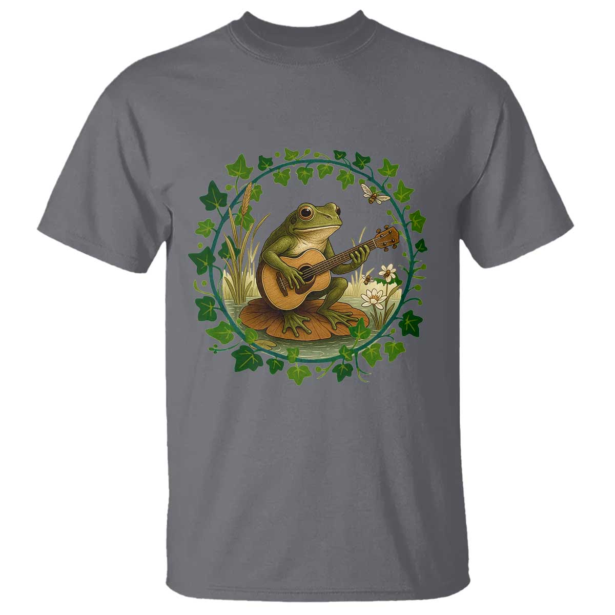 Funny Frog Playing Guitar T Shirt Music Lovers Gift TS12 Charcoal Print Your Wear