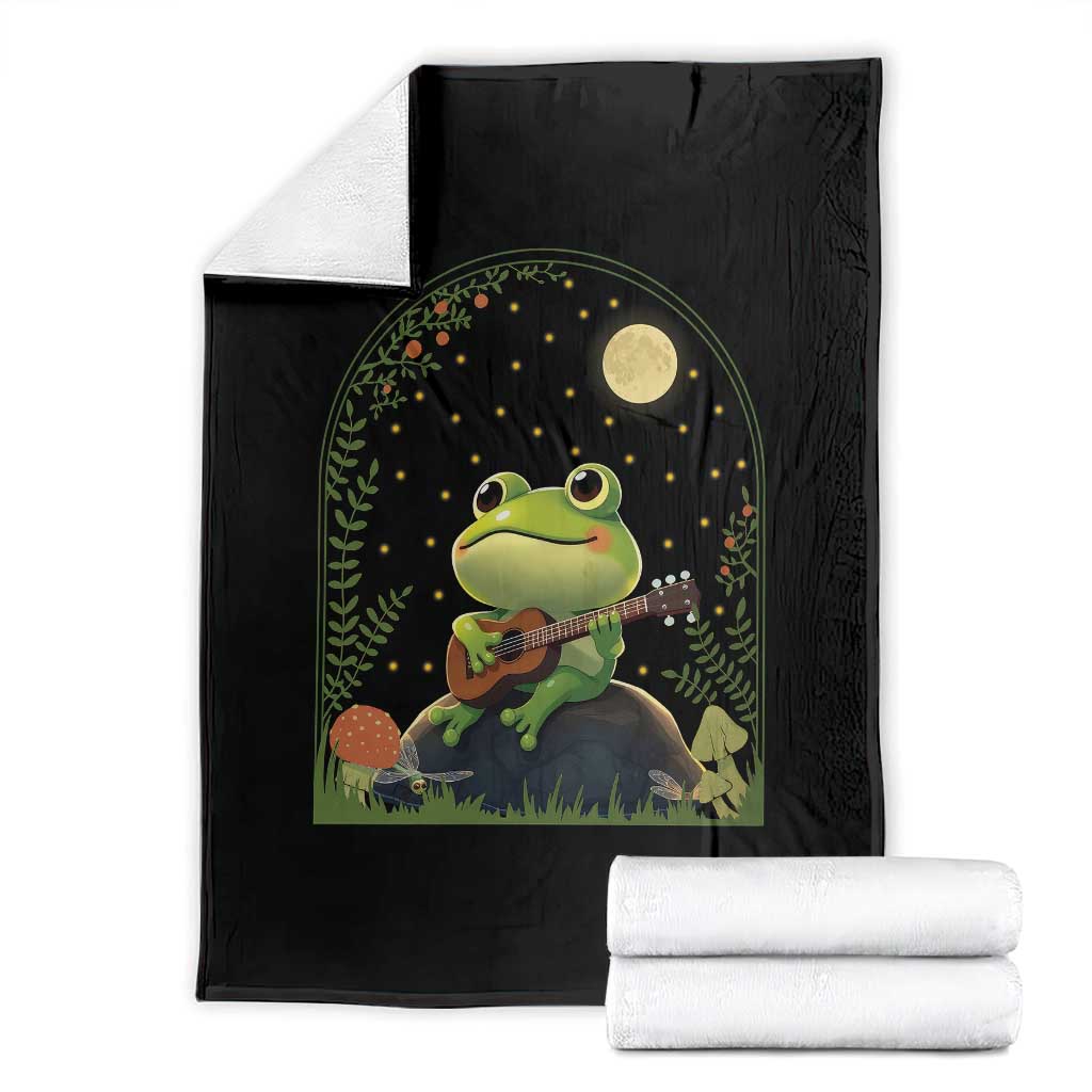 Frog Playing Guitar Throw Blanket Gift for Musicians TS12 Black Print Your Wear