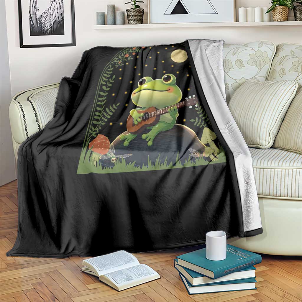 Frog Playing Guitar Throw Blanket Gift for Musicians TS12 Print Your Wear