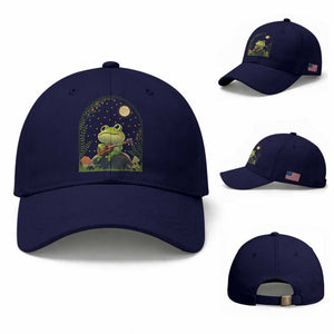 Frog Playing Guitar Baseball Cap Gift for Musicians TS12 Baseball Cap Universal Fit Dark Blue Print Your Wear