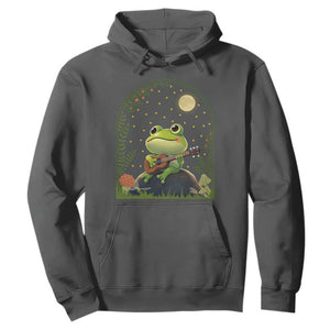 Frog Playing Guitar Hoodie Gift for Musicians TS12 Dark Heather Print Your Wear