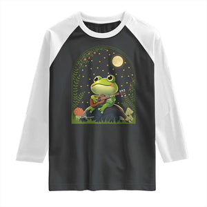Frog Playing Guitar Raglan Shirt Gift for Musicians TS12 Black White Print Your Wear