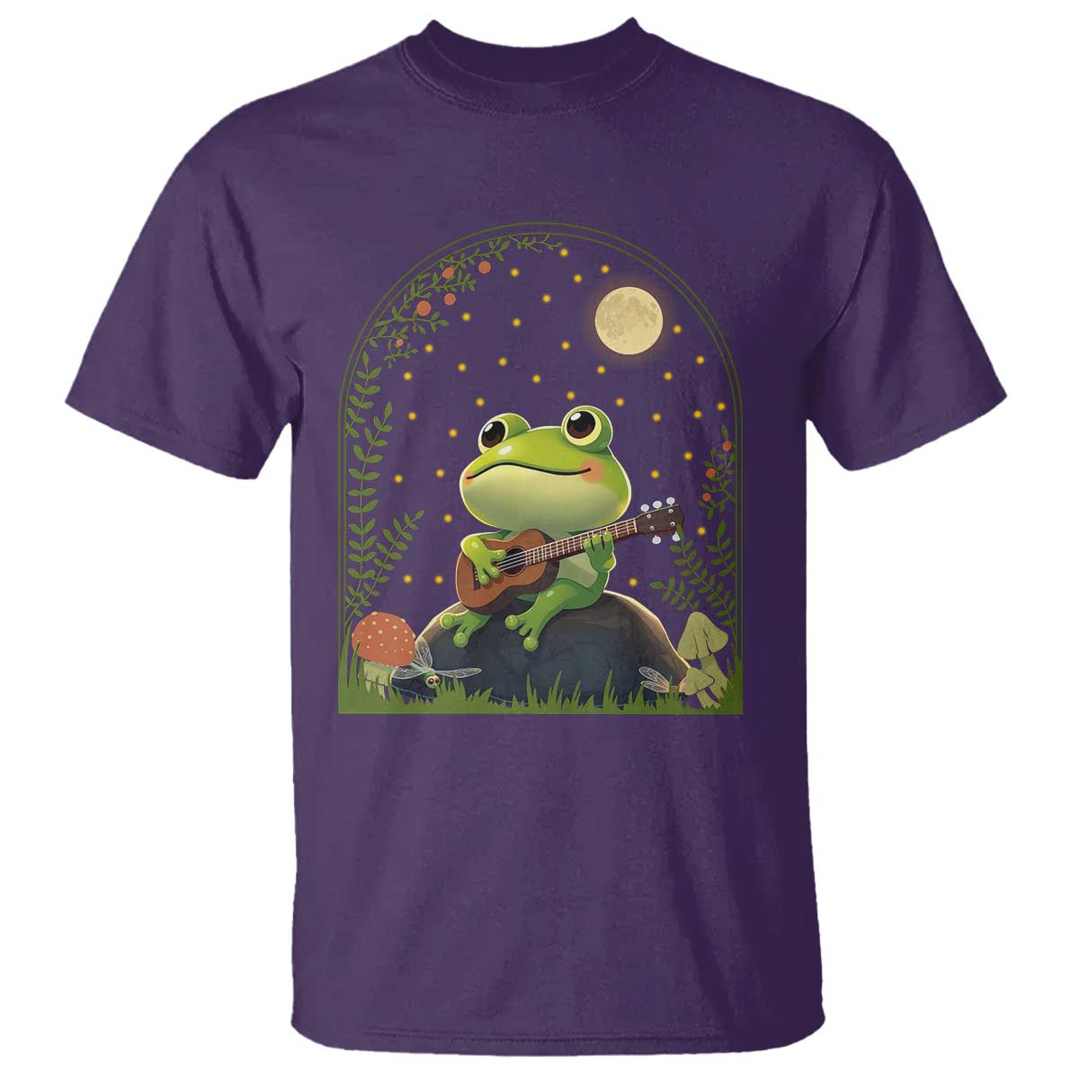 Frog Playing Guitar T Shirt Gift for Musicians TS12 Purple Print Your Wear