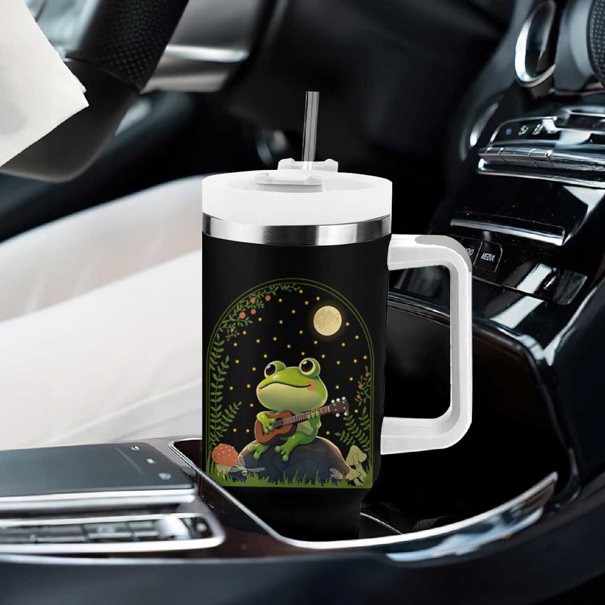 Frog Playing Guitar Tumbler With Handle Gift for Musicians TS12 Print Your Wear