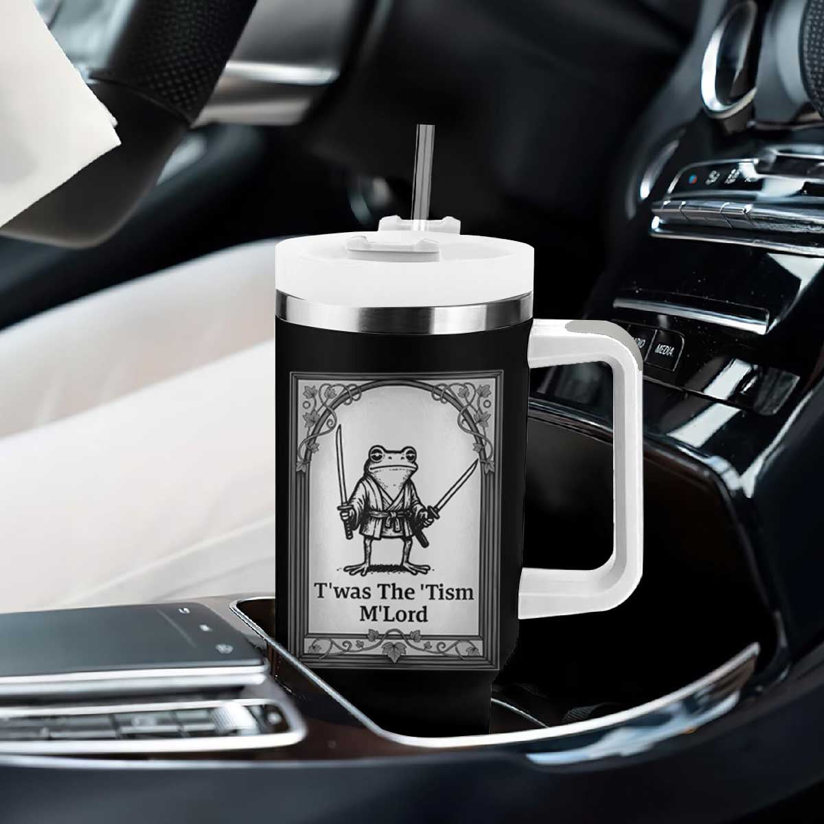 Twas The Tism MLord Tumbler With Handle Funny Medieval Knight Frog Gift TS12 Print Your Wear
