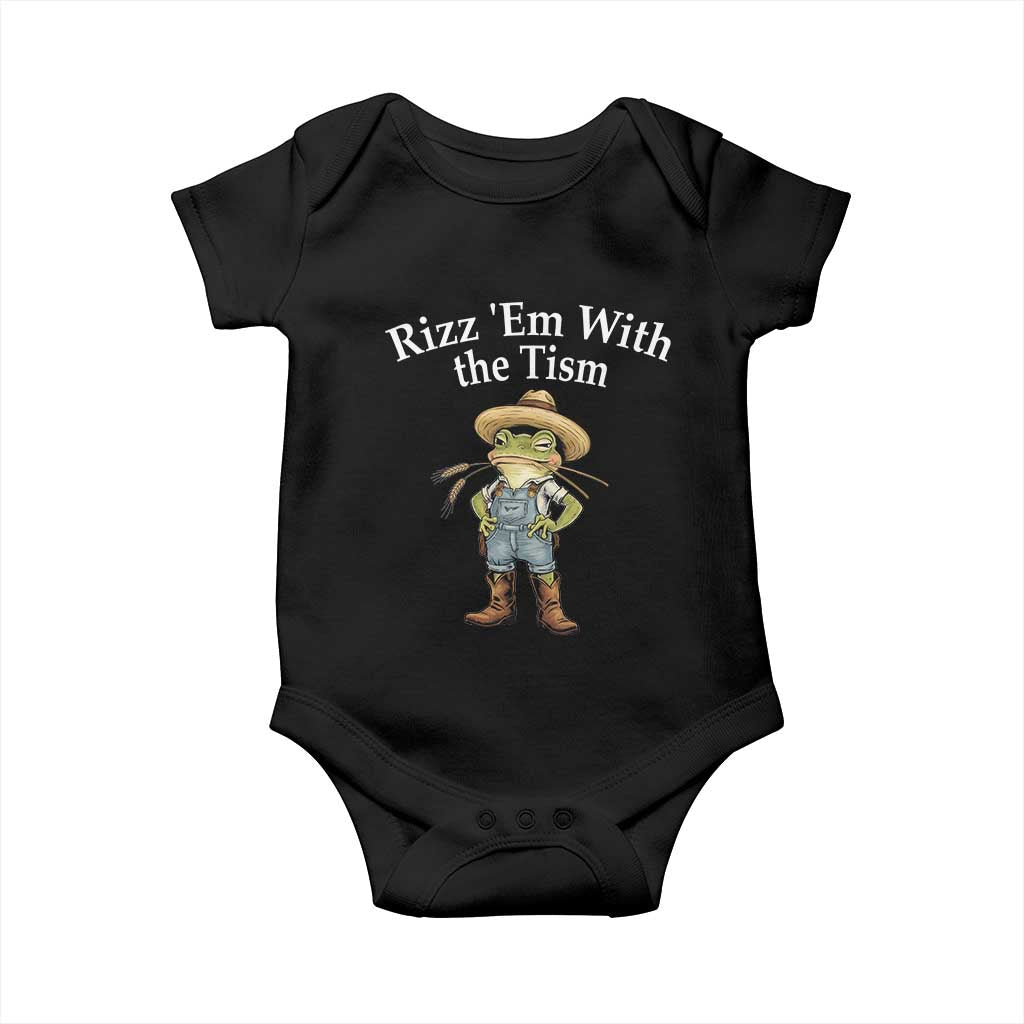 Autism Frog Baby Onesie Funny Rizz Em With The Tism TS12 Black Print Your Wear
