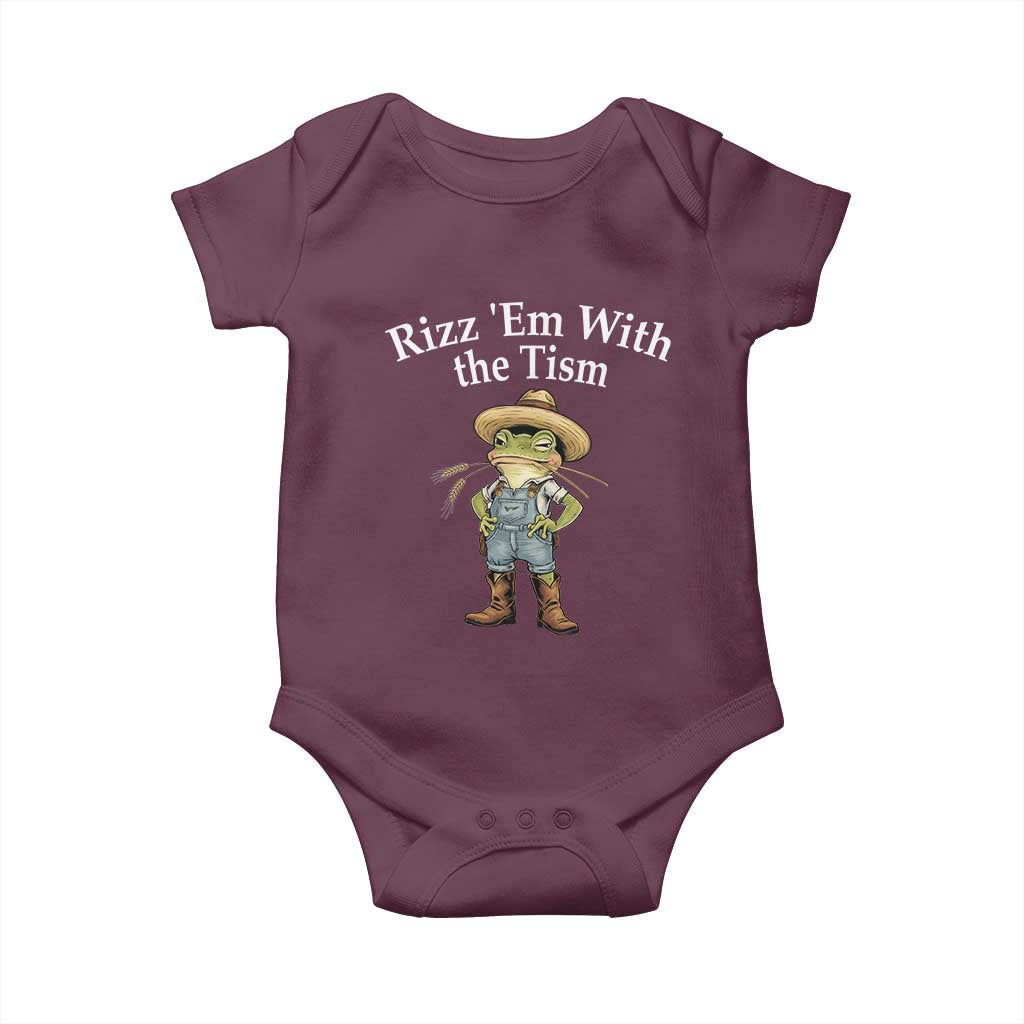 Autism Frog Baby Onesie Funny Rizz Em With The Tism TS12 Maroon Print Your Wear