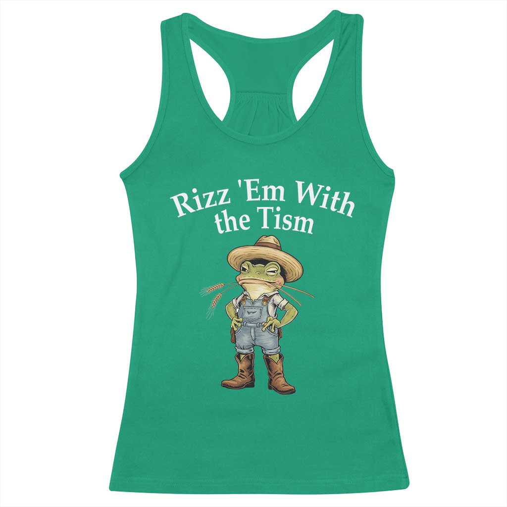 Autism Frog Racerback Tank Top Funny Rizz Em With The Tism TS12 Irish Green Print Your Wear