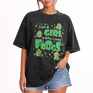 Just A Girl Who Loves Frogs Gift Washed Cotton T-Shirt