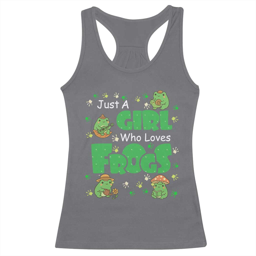 Just A Girl Who Loves Frogs Gift Racerback Tank Top TS12 Charcoal Print Your Wear