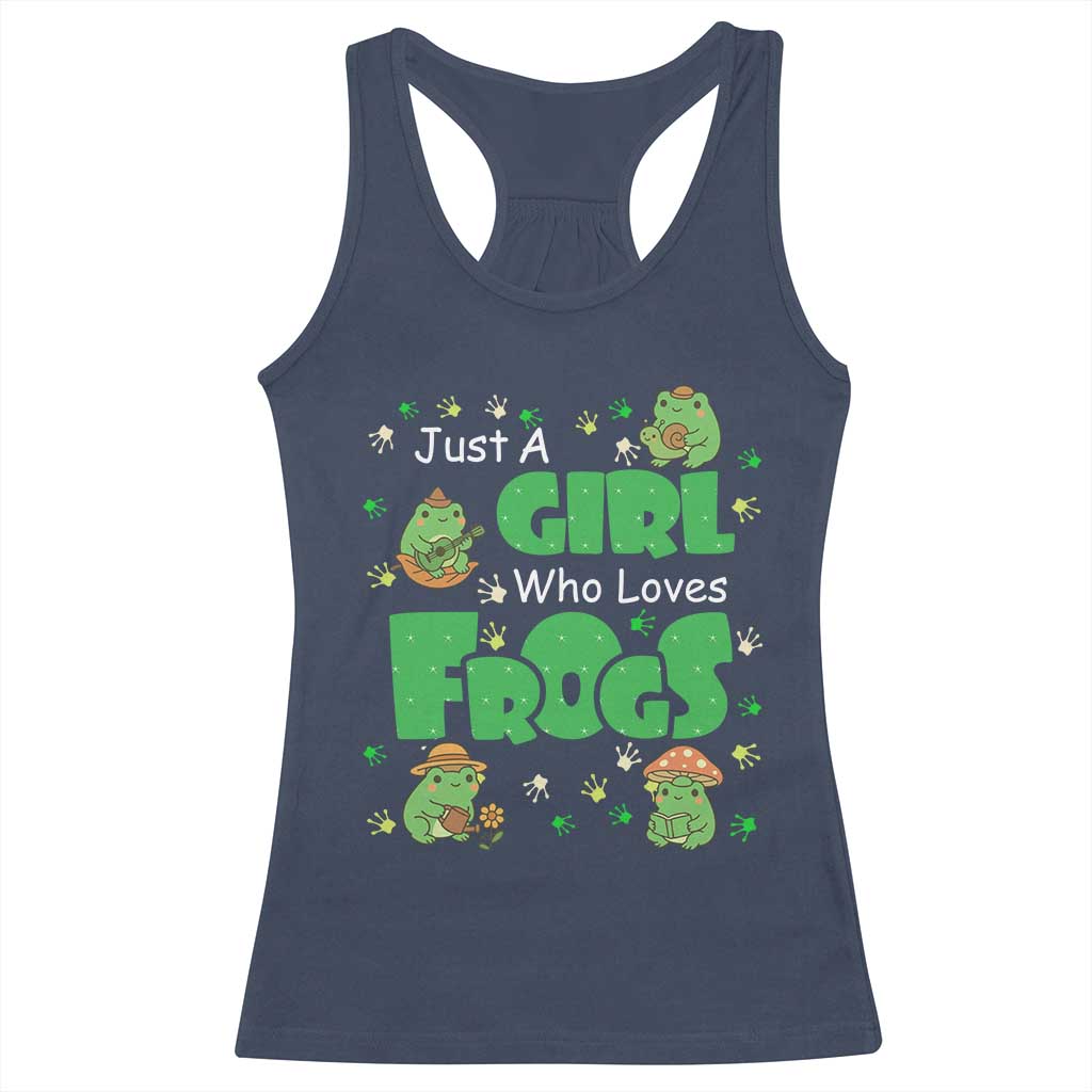 Just A Girl Who Loves Frogs Gift Racerback Tank Top TS12 Navy Print Your Wear