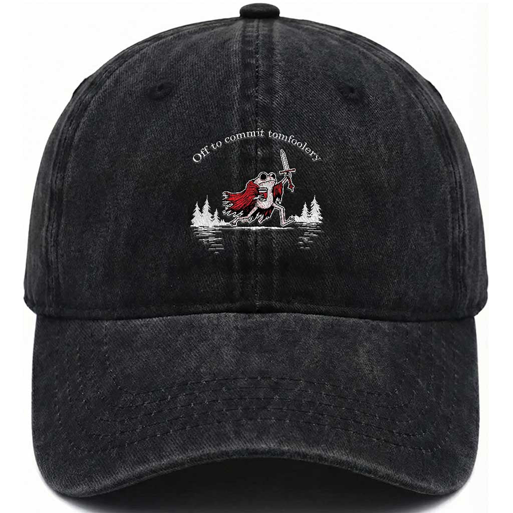Off To Commit Tomfoolery Washed Cotton Baseball Cap Frog Coffee Lover Gift TS12 Print Your Wear