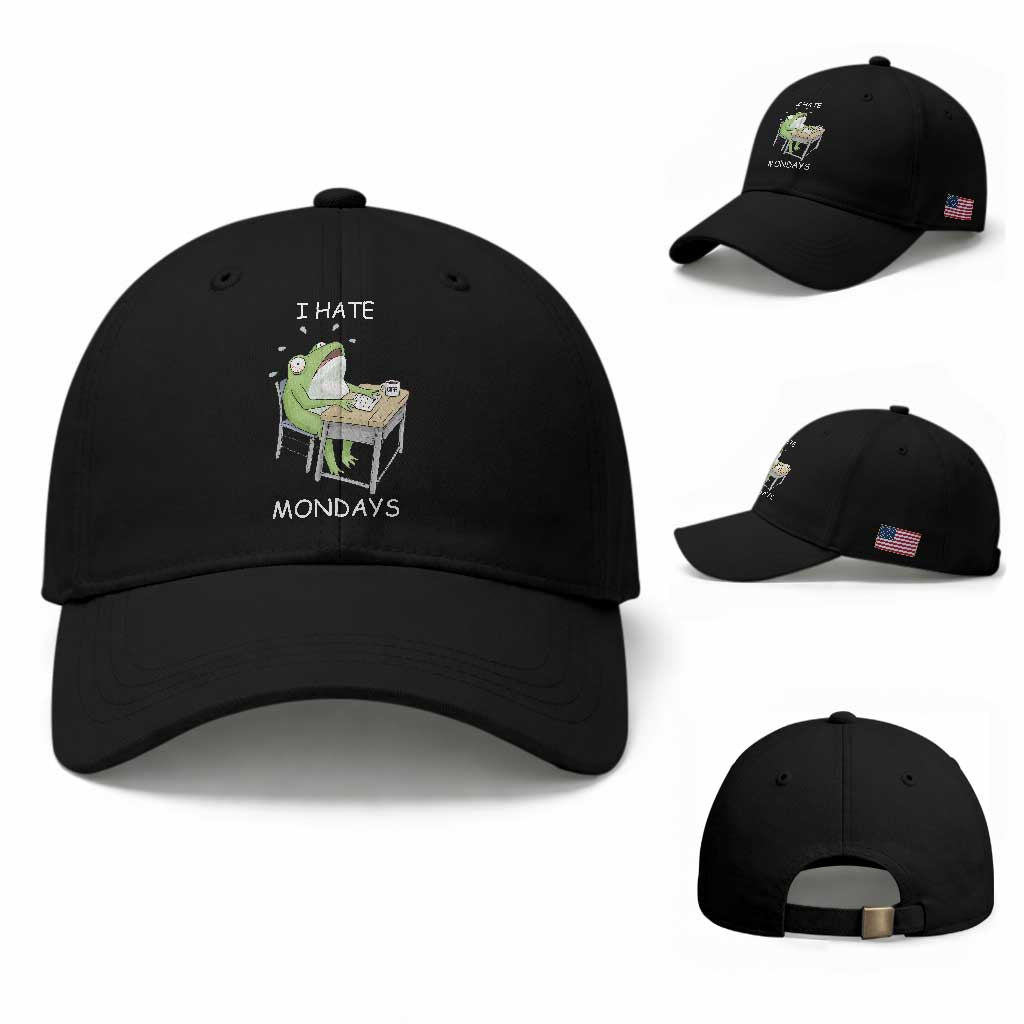 Funny Office Frog Baseball Cap I Hate Mondays TS12 Baseball Cap Universal Fit Black Print Your Wear