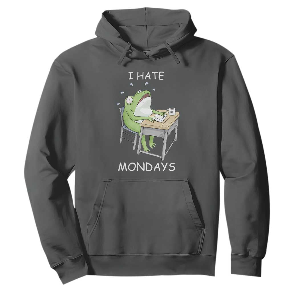 Funny Office Frog Hoodie I Hate Mondays TS12 Dark Heather Print Your Wear