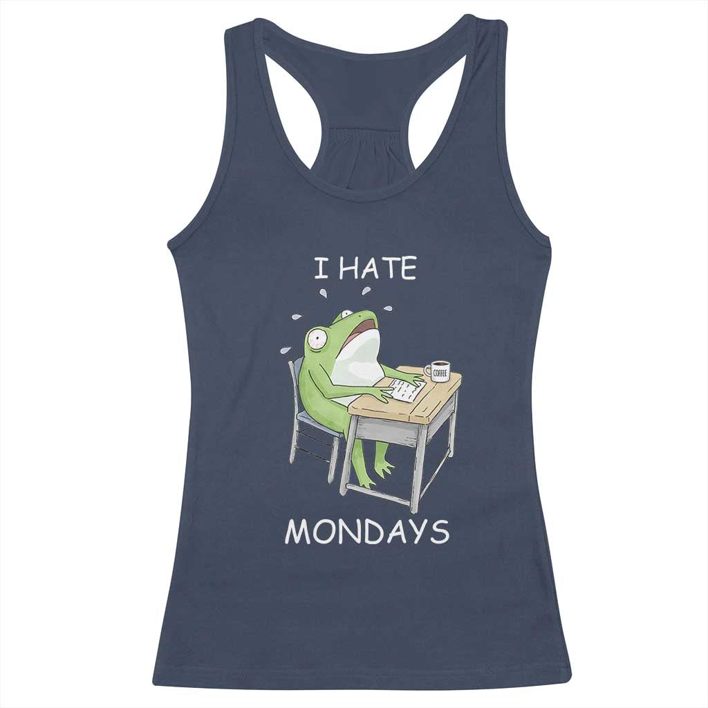 Funny Office Frog Racerback Tank Top I Hate Mondays TS12 Navy Print Your Wear