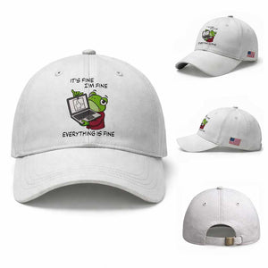 It Is Fine I Am Fine Everything Is Fine Baseball Cap Attitude Frog TS12 Baseball Cap Universal Fit White Print Your Wear
