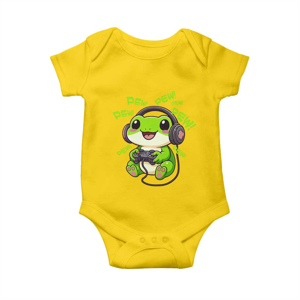 Funny Frog Playing Video Game Gift Baby Onesie TS12 Daisy Print Your Wear