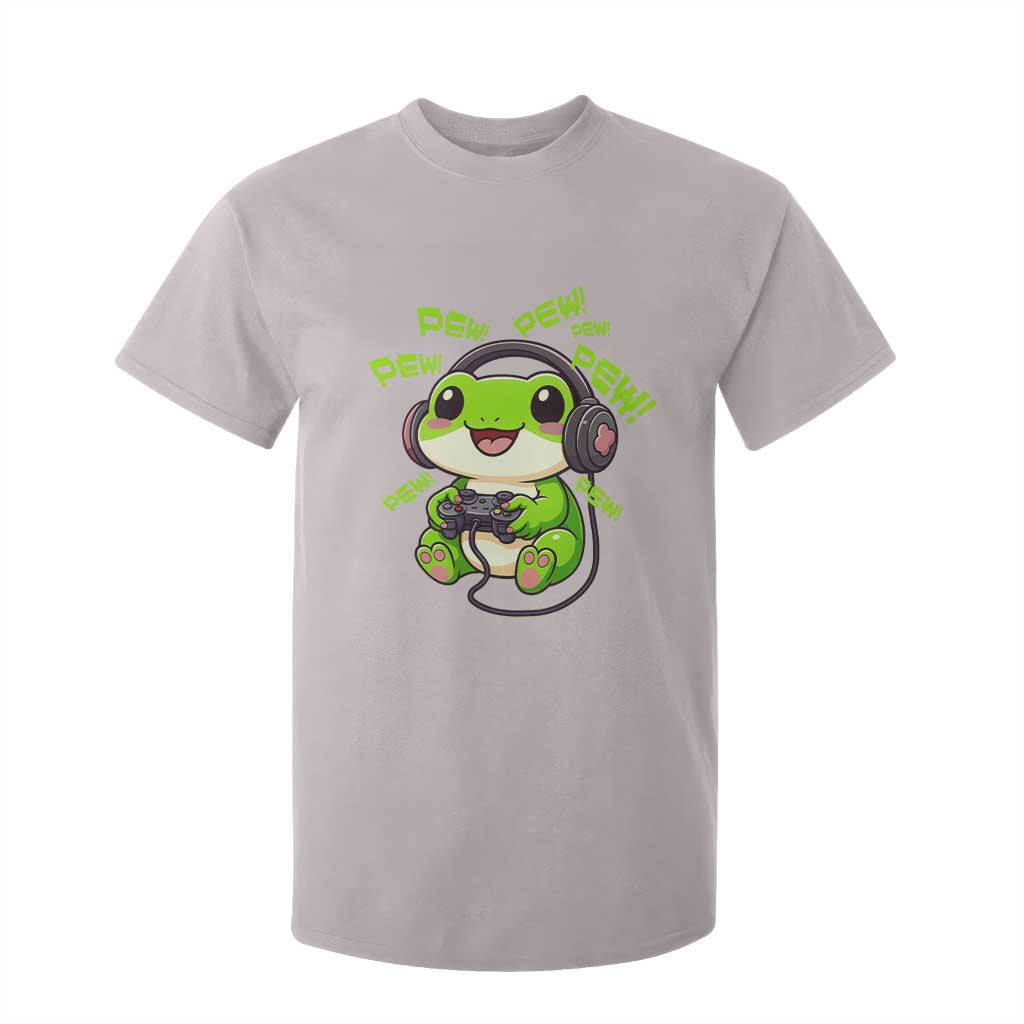 Funny Frog Playing Video Game Gift T Shirt For Kid TS12 Ice Gray Print Your Wear