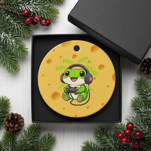 Funny Frog Playing Video Game Gift Ceramic Ornament TS12 1pc Yellow Cheese Print Your Wear