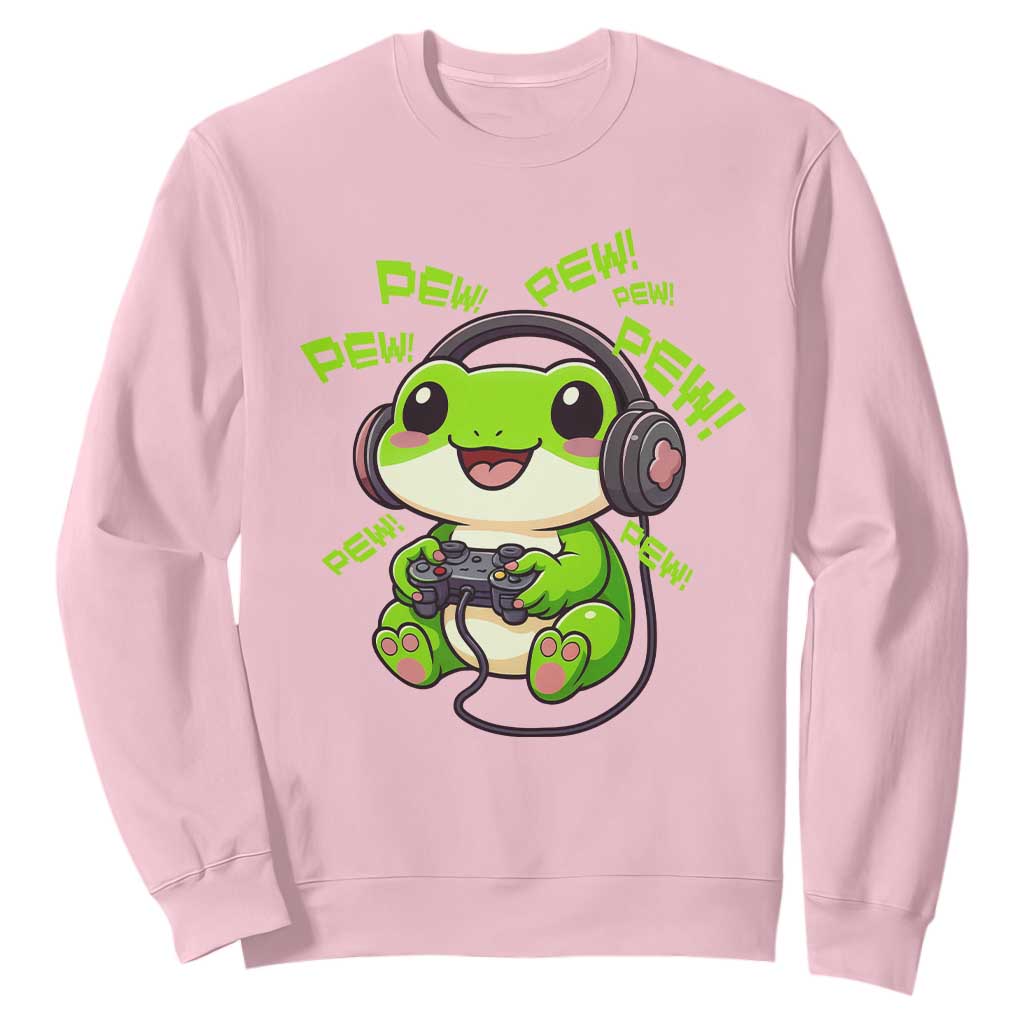 Funny Frog Playing Video Game Gift Sweatshirt TS12 Light Pink Print Your Wear