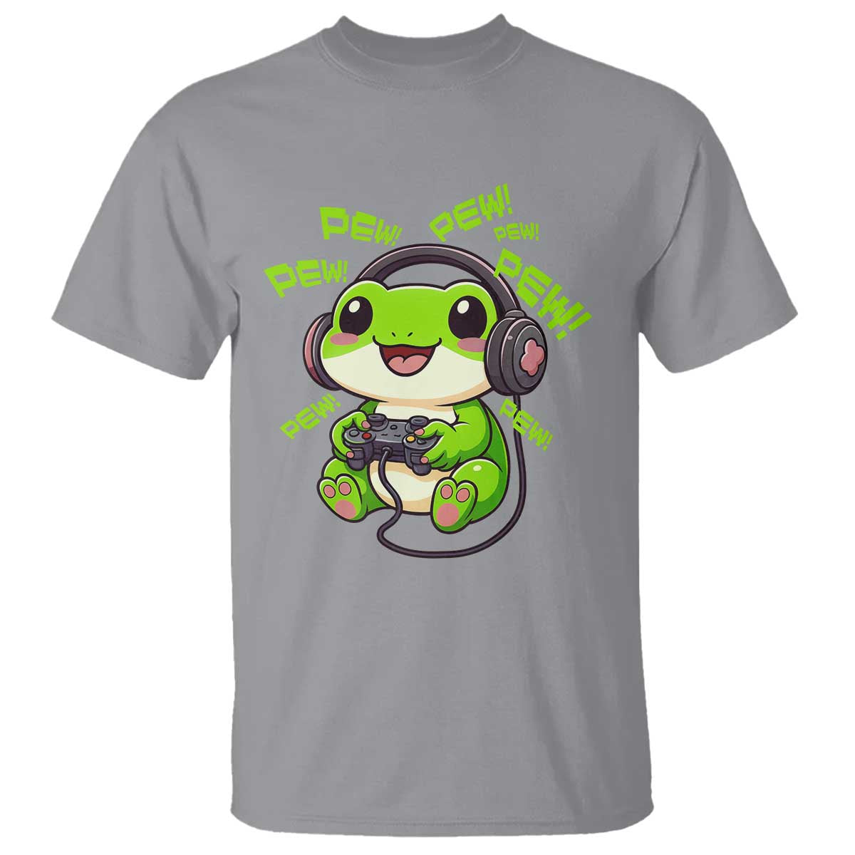 Funny Frog Playing Video Game Gift T Shirt TS12 Sport Gray Print Your Wear