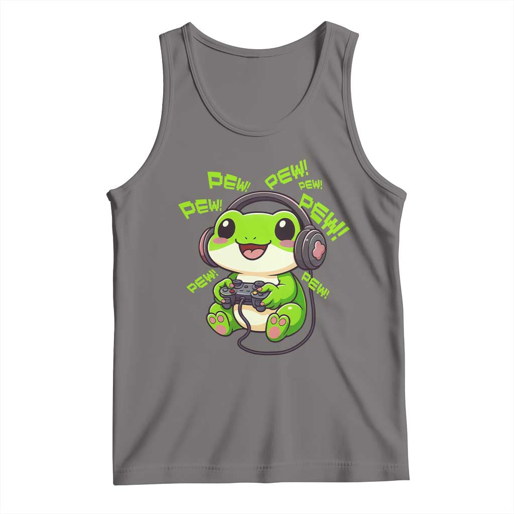 Funny Frog Playing Video Game Gift Tank Top TS12 Deep Heather Print Your Wear