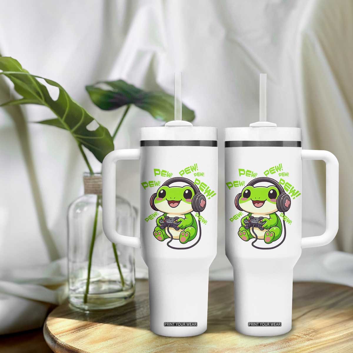 Funny Frog Playing Video Game Gift Tumbler With Handle TS12 Print Your Wear