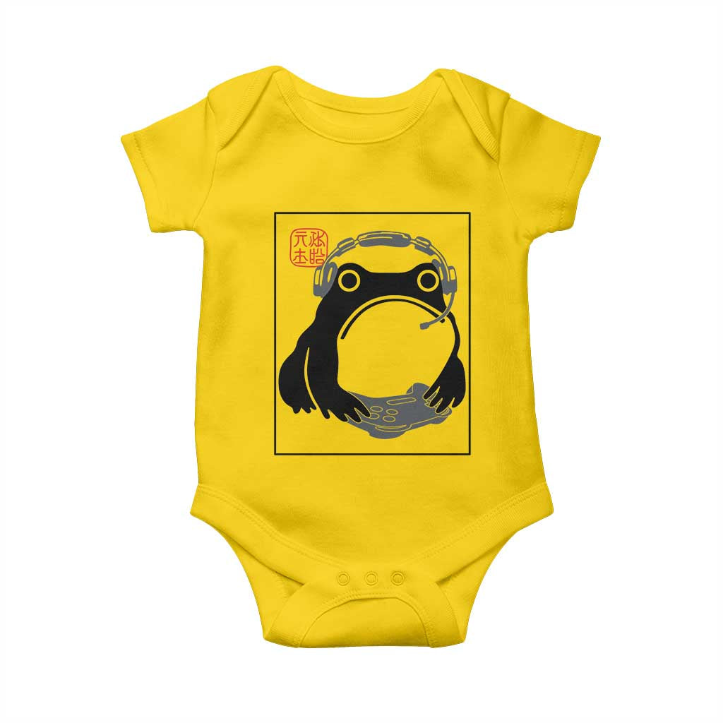 Grumpy Frog Gamer Japanese Ink Painting Baby Onesie TS12 Daisy Print Your Wear