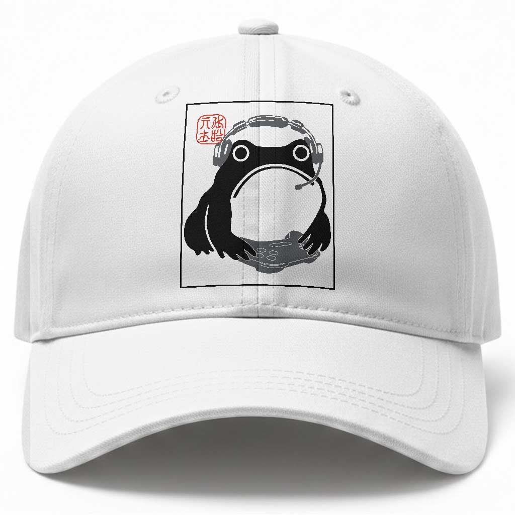 Grumpy Frog Gamer Japanese Ink Painting Baseball Cap TS12 Print Your Wear