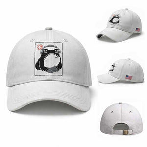 Grumpy Frog Gamer Japanese Ink Painting Baseball Cap TS12 Baseball Cap Universal Fit White Print Your Wear