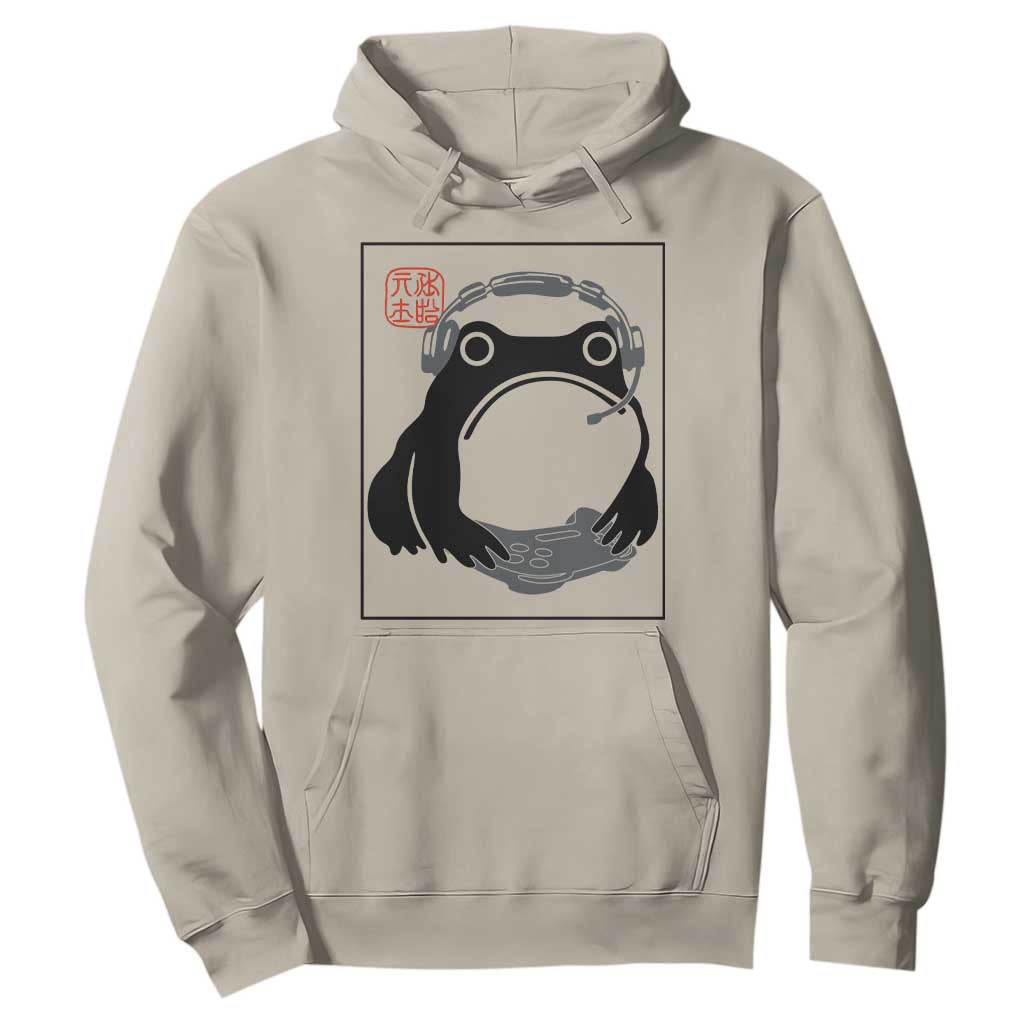 Grumpy Frog Gamer Japanese Ink Painting Hoodie TS12 Sand Print Your Wear
