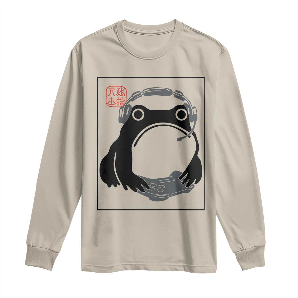 Grumpy Frog Gamer Japanese Ink Painting Long Sleeve Shirt TS12 Sand Print Your Wear