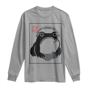 Grumpy Frog Gamer Japanese Ink Painting Long Sleeve Shirt TS12 Sport Gray Print Your Wear