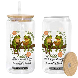 It Is A Good Day To Read A Book Glass Can Frog Book Lover TS12 Print Your Wear