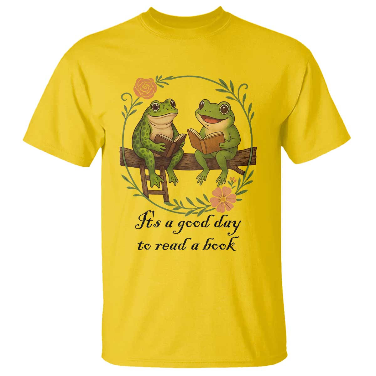 It Is A Good Day To Read A Book T Shirt Frog Book Lover TS12 Daisy Print Your Wear