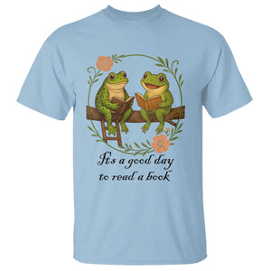It Is A Good Day To Read A Book T Shirt Frog Book Lover TS12 Light Blue Print Your Wear
