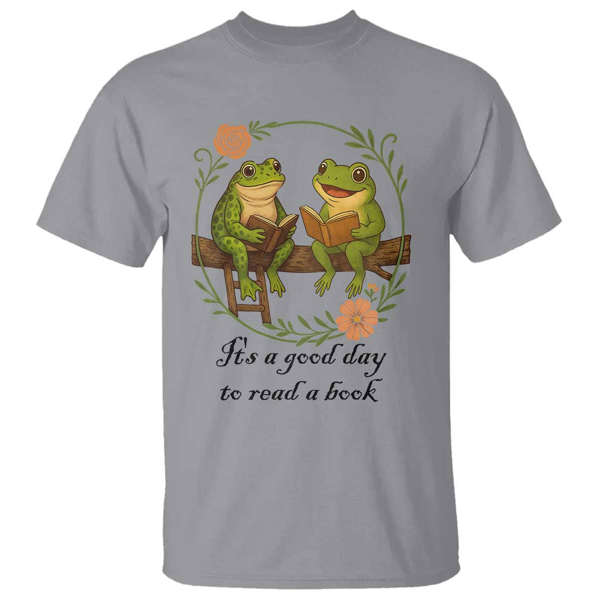It Is A Good Day To Read A Book T Shirt Frog Book Lover TS12 Sport Gray Print Your Wear
