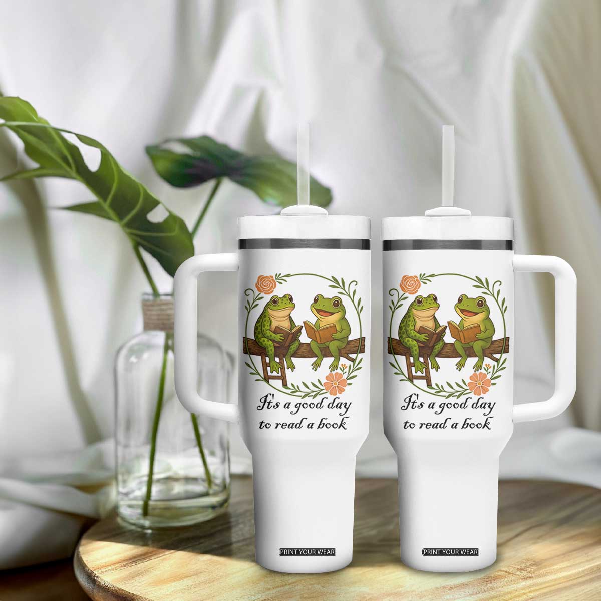 It Is A Good Day To Read A Book Tumbler With Handle Frog Book Lover TS12 Print Your Wear