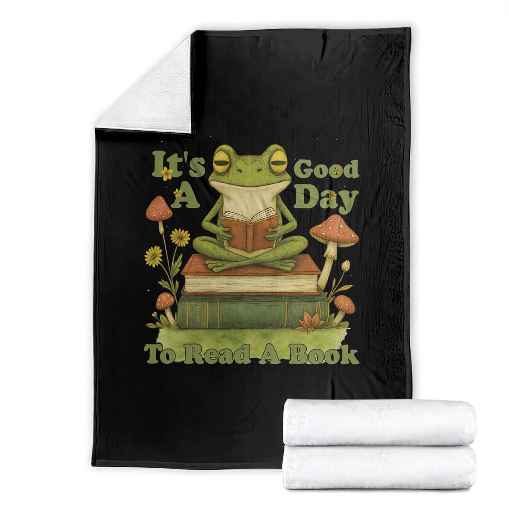 It Is A Good Day To Read A Book Throw Blanket Funny Frog Reading TS12 Black Print Your Wear